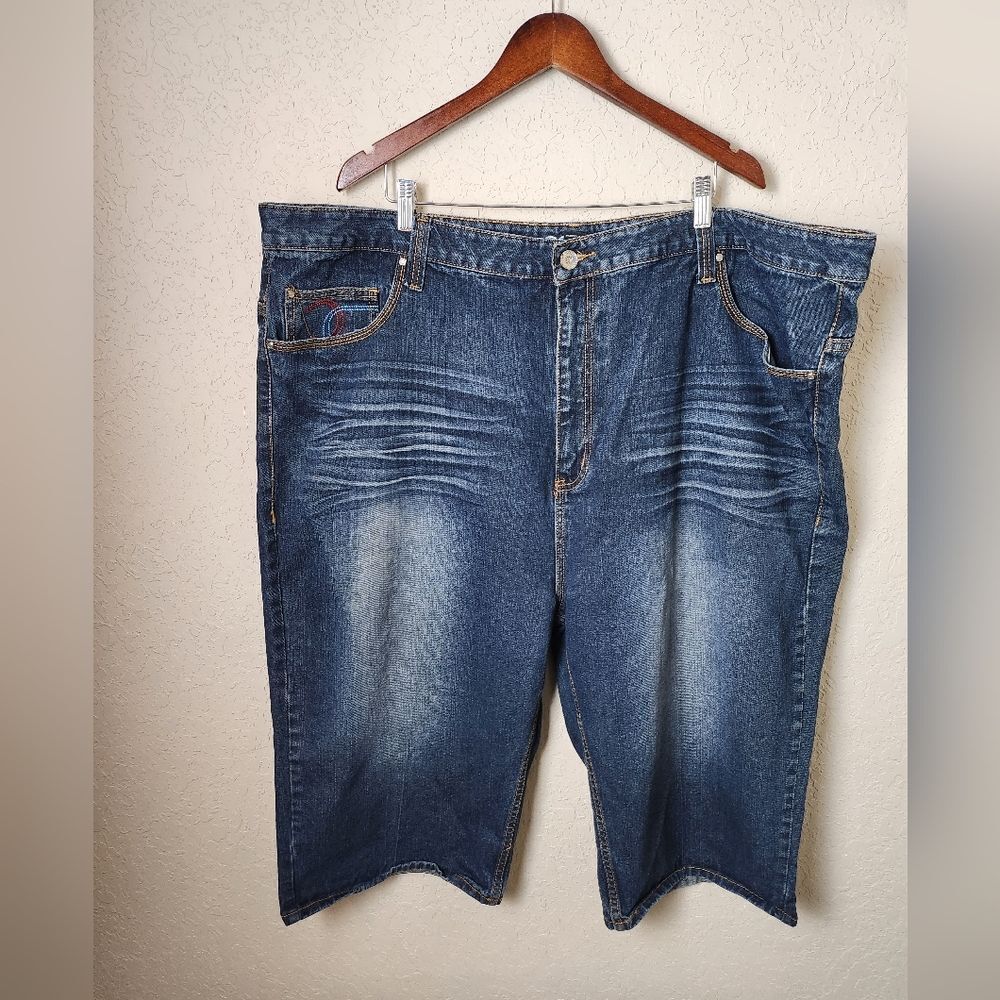 COOGI Flag Star Embroidered Red White Blue Big & Tall Denim Jean Shorts Size 50